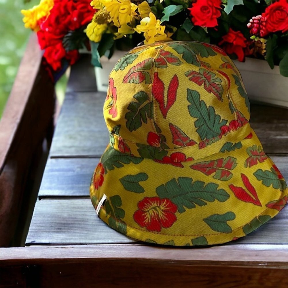 * Marzi Italy Handmade Leaf Print Brimmed Hat